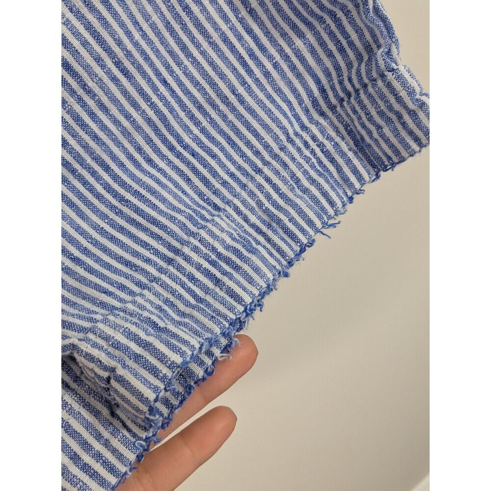 Melissa Nepton Striped Pants Blue White Linen Cropped Elastic Waist Nautical XS - Picture 8 of 12